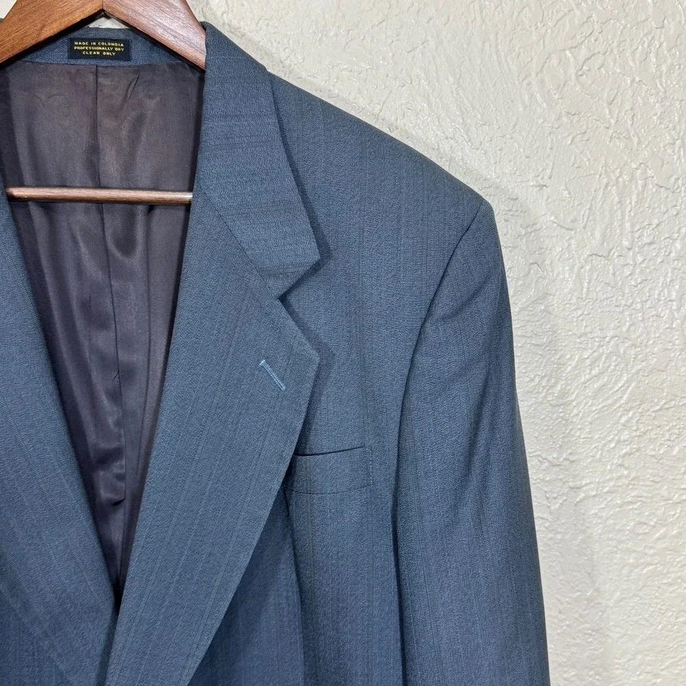 Oscar de la‎ Renta Sport Coat Blazer 44L Blue Wool Old Money Vtg 80s 90s Luxury